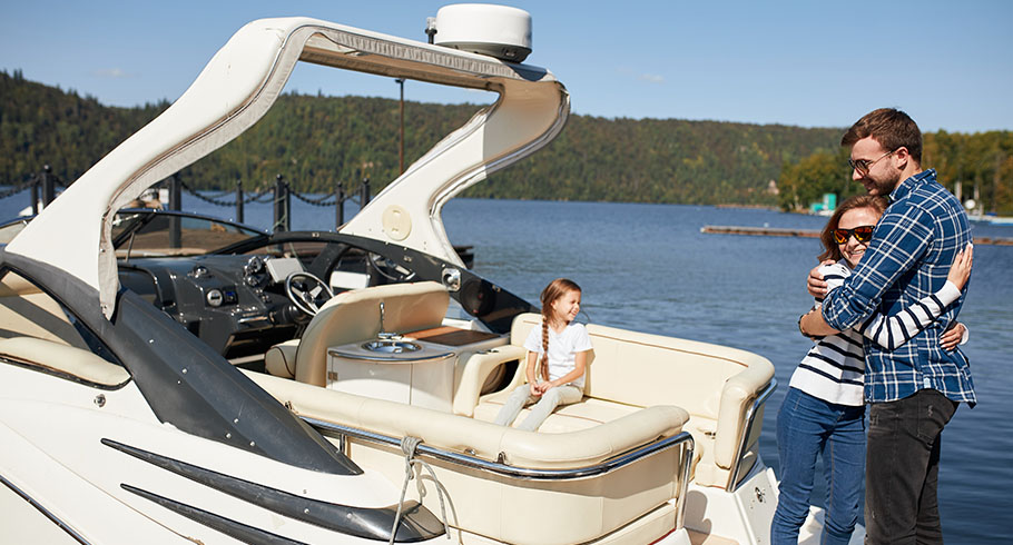 Couple on vacation on boat